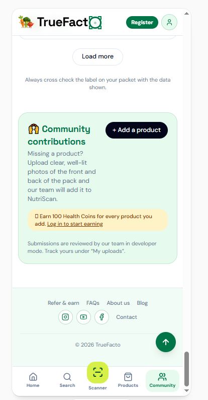 Contribute products to the TrueFacto community