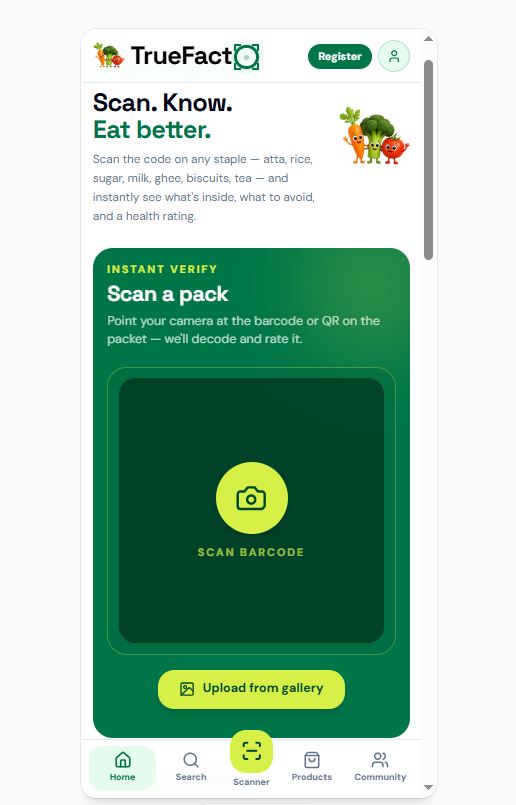 Scan a barcode with TrueFacto